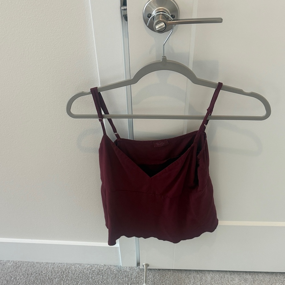 Brandy Melville Burgundy Spaghetti Strap Cropped Tank
